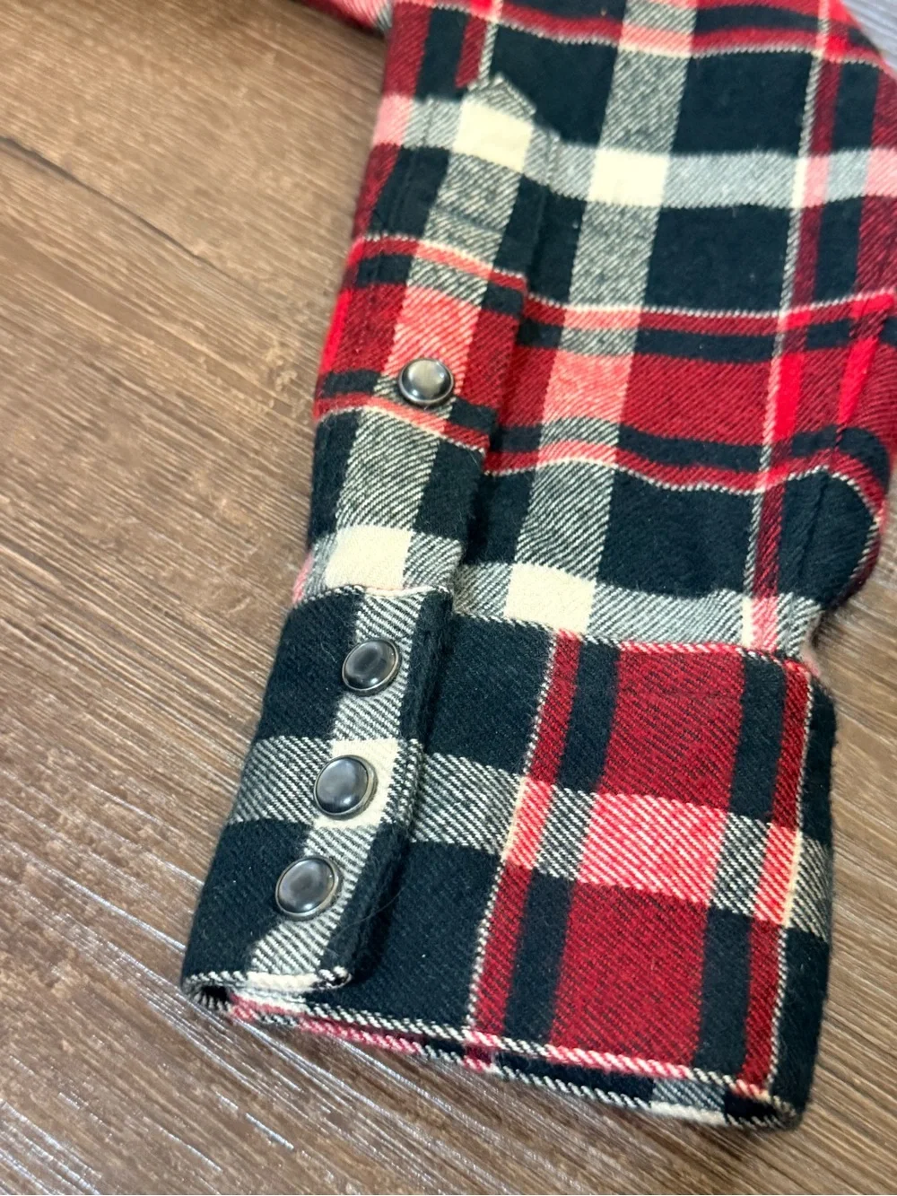 Ralph Lauren Red Black Cream Plaid Button-Down Flannel sz 12 Kid  100% Cotton